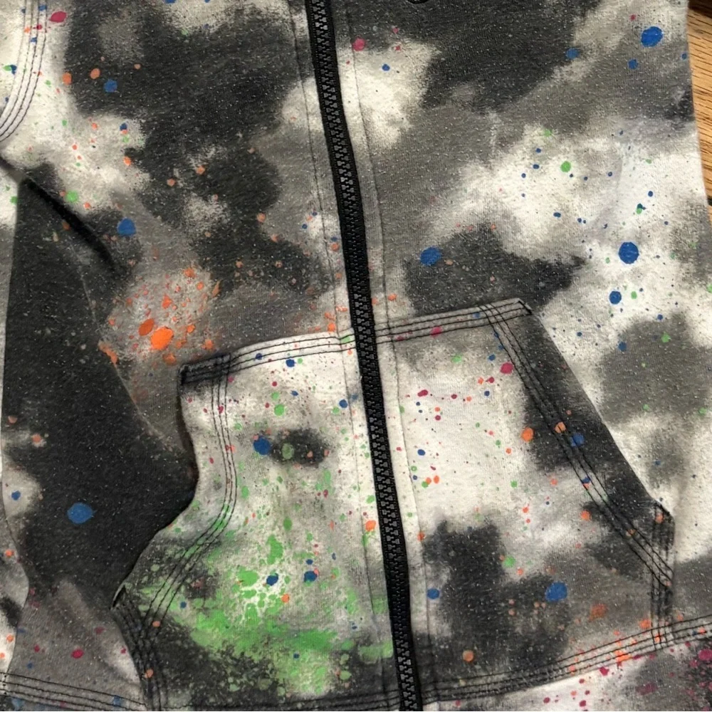 Nike Boys Multicolor Splatter Paint Speckle Zip-Up Hoodie medium 6